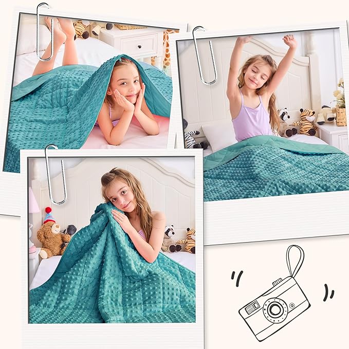yescool Twin Size Weighted Blanket for Adults 12 Pounds Teal Cooling Weighted Heavy Blanket, Minky Throw Blankets Warm Weighted Comforter, Big Washable Thick Blankets Gift for 100-150lbs, 48 * 72in