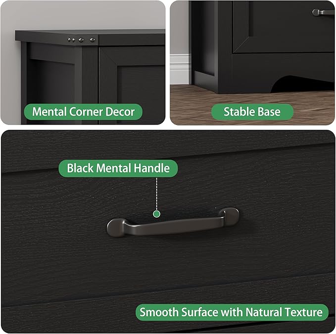 Dresser for Bedroom with 9 Drawers, 59" Wide Modern Chest of Drawers with Deep Drawers & Mental Handle, Wood Dresser TV Stand, Wooden Closet Storage Organizer for Living Room, Hallway, Entryway, Black