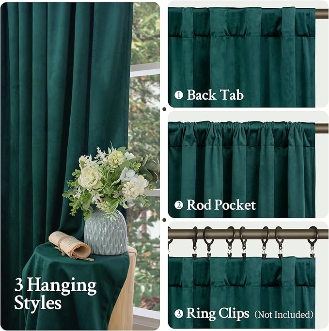 LAMIT Teal Velvet Curtains 84 Inch Length for Living Room, Soft Thermal Insulated Panels Room Darkeing Back Tab and Rod Pocket Christmas Drapes for Bedroom/Party/Hotel Hall, 2 Panels, 52 x 84 Inch