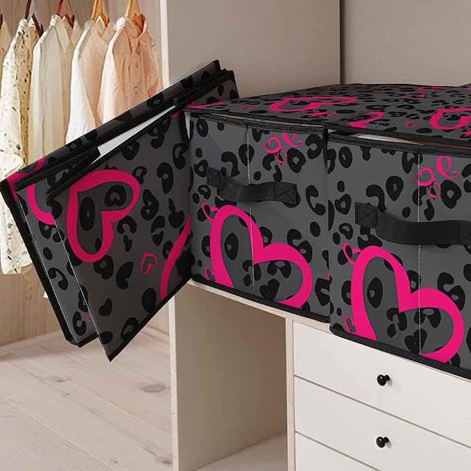 Stackable Storage Bins with Lids,Closet Organizers Fabric Box for Home and Office,Blanket Clothes Organizers,Under Bed Storage Containers 3 Pack.