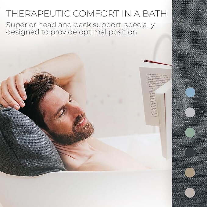 BADESOFA® Luxury Bath Pillow S - Ultra Comfortable & Quick-Drying Bath Back Pillow - Washable Full Body Bath Pillow for Bathtub - Therapeutic Head and Neck Support - Luxury Spa Cushion in Charcoal