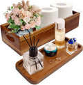 Handmade Toilet Tank Basket Topper & Vanity Tray Set of Natural Acacia Wood by DEMIGO, Created by Skilled Artisans, Smooth, Durable, Attractive Decor for Bathroom, Kitchen, Home, Spa