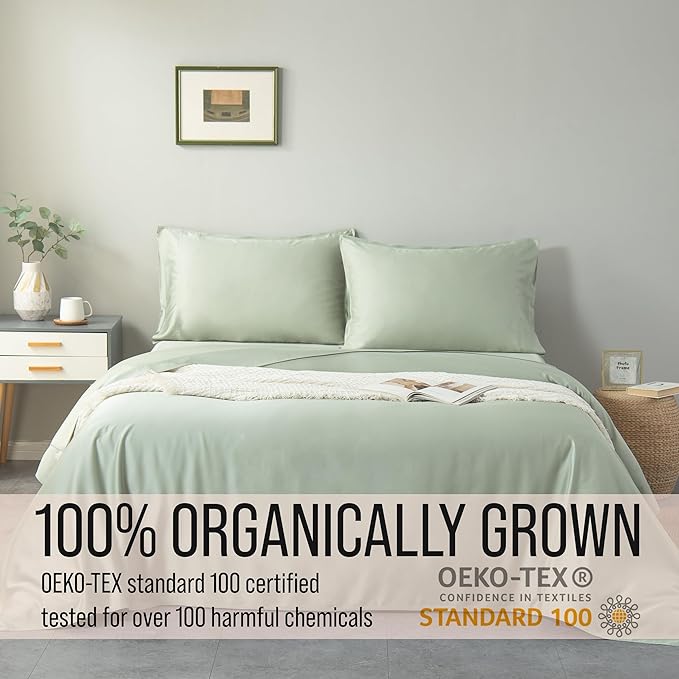 Bella Coterie Luxury Bamboo Viscose Twin Size Sheet Set | 100% Organically Grown | Ultra Soft | Cooling for Hot Sleepers | 18" Deep Pocket [Sea Glass]