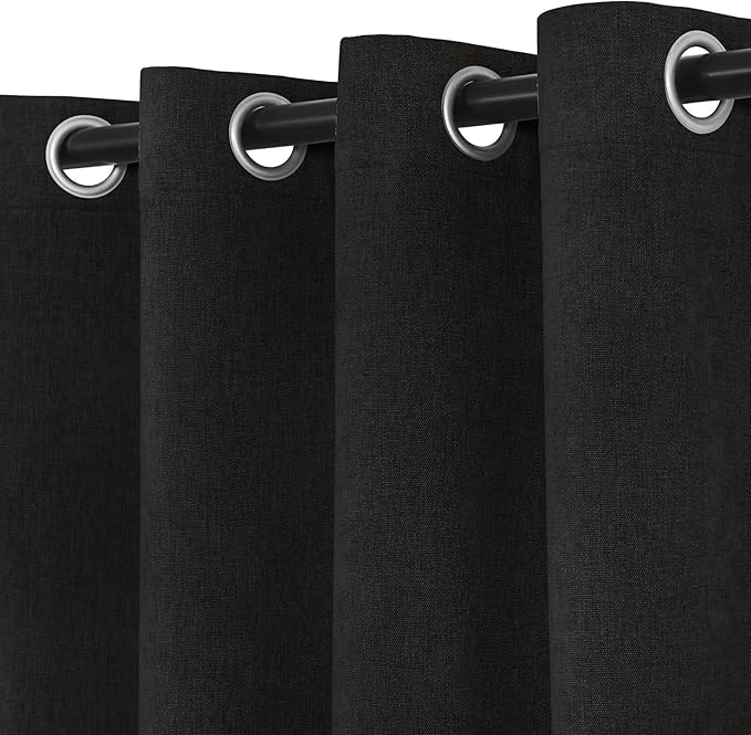Macochico 100% Blackout Chenille Curtains for Living Room Classic Chenille Window Curtain Panels Thermal Drapes for Bedroom Hotel Grommet Drapery with Tieback Charcoal Grey 84" Wx96 L 1 Panel