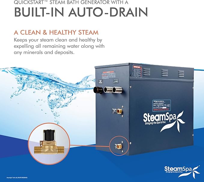 STEAMSPA 12kW Steam Sauna Generator Sentry Series 240V Steam Generator with Touch Screen, Steamhead, Built-in Steam Shower Auto Drain, ACU Quickstart Steam Bath Generator (Bronze)