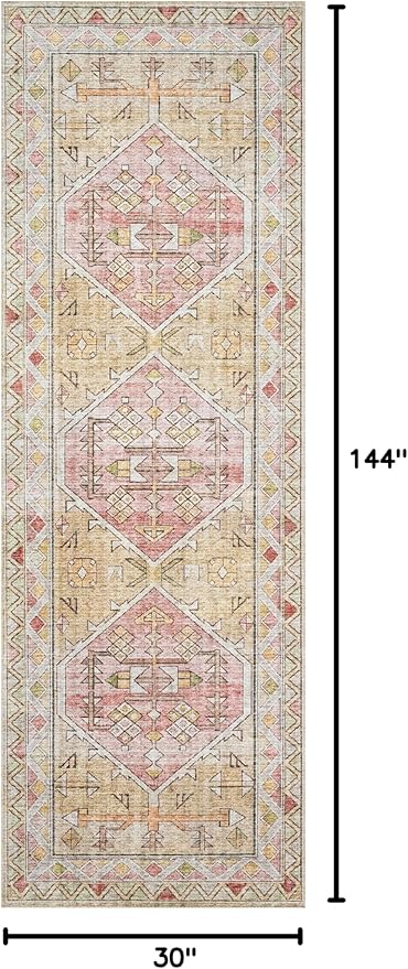 Loloi Skye Collection SKY-04 Gold/Blush 2'-6" x 12'-0" Runner Rug