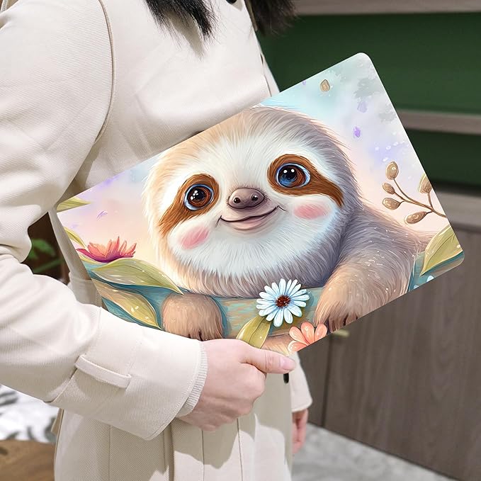 MEEgoodo for MacBook Air 13 inch Case 2021 2020 2019 2018 Released A2337 M1 A2179 A1932 with Touch ID, Plastic Hard Shell & Keyboard Cover Compatible with MacBook Air Case 13.3, Smiling Sloth