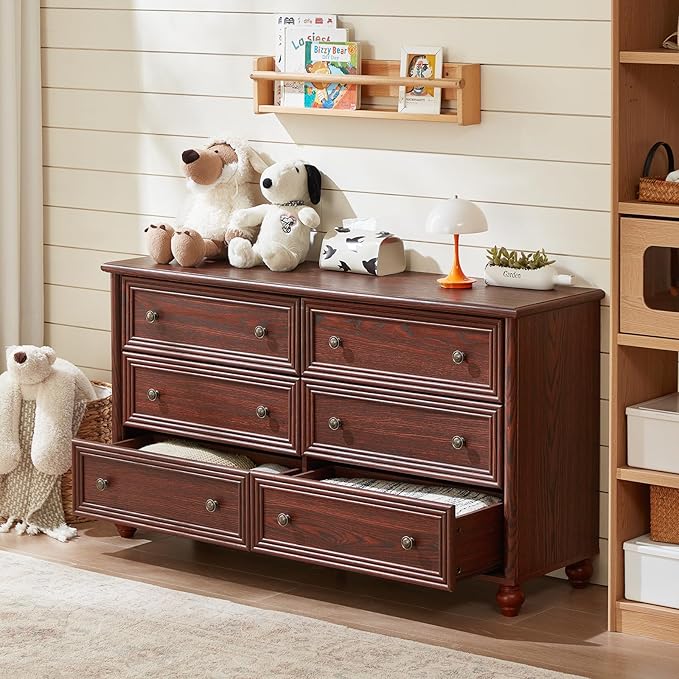 Farmhouse Dressers & Night Stand Set of 4, Wood 54" Wide Dresser & 45" Tall Chest of Drawers, 18" with Charging Station Nightstand Set of 2, Bedroom Furniture Dresser Set for Home Living Room Hallway