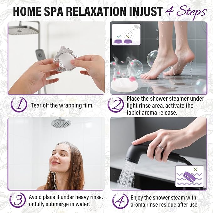 docolor Shower Steamers Aromatherapy 12 Pack Gifts for Women Mother Day Gift Mom Men, Birthday Gifts for Her Stress Relief Home Spa, Lavender Natural Essential Oil Self Care Relaxation Shower Bombs
