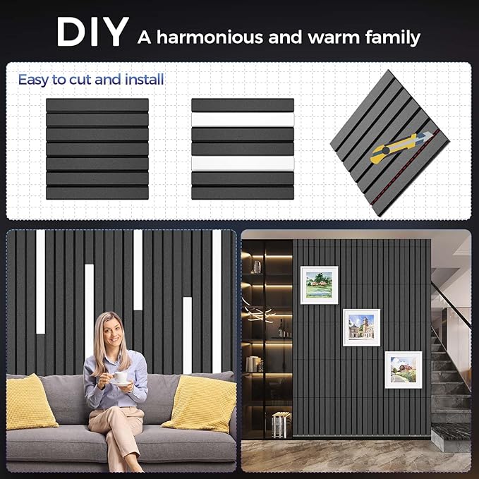 12 Pack Large Fold Soundproof Wall Panels, 12 x 12 x 0.47 in Sound Proof Foam Panels for Walls, 1.2lb/ft³ High Density, Thicker 0.47in, Acoustic Panels, Sound Dampening Panels Black