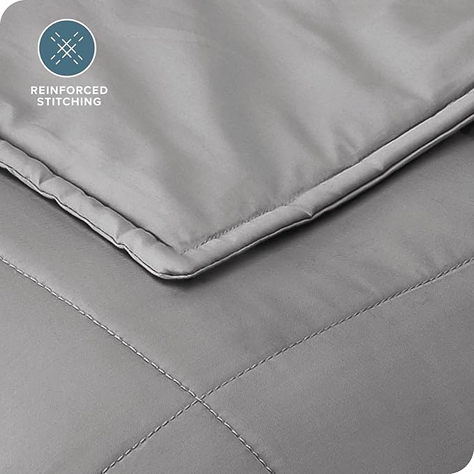Bare Home Weighted Blanket All-Natural 100% Cotton with Nontoxic Glass Beads 40"x60" 10lbs, Light Grey