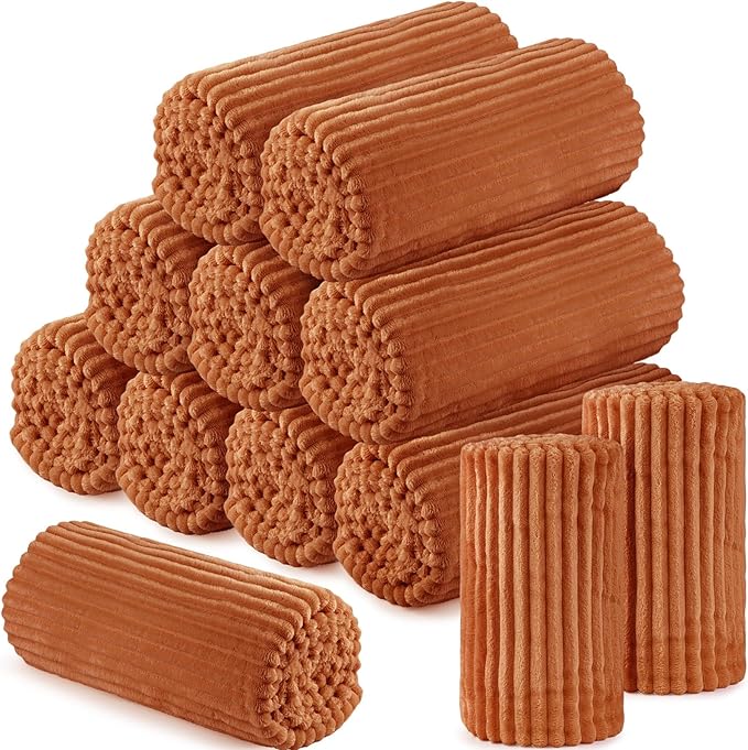 Buryeah 12 Pcs Flannel Throw Blanket Bulk 50 x 60 in Sleepover Blanket Outdoor Wedding Throw Lightweight, Oeko-tex Standard 100 Certified for Sofa Homeless Gifts (Terracotta)