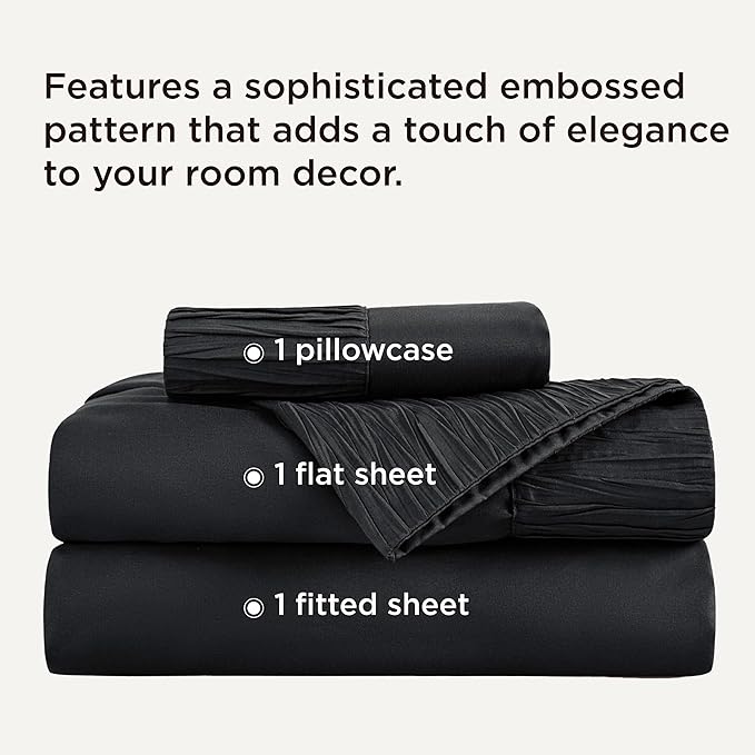 Bedsure Twin Sheets Set - 3 Pieces Soft Twin Bed Sheets - Breathable & Cooling - Hotel Luxury - Easy Care Polyester Microfiber Bedding for Women, Men, Black