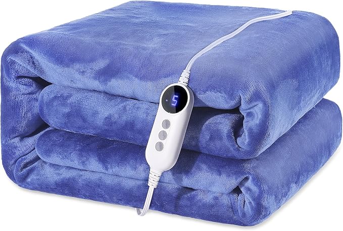 Heated Blanket 72"x84" Full Size, Dual-Sided with Soft Flannel & Sherpa Fabric, Electric Blanket with 9 Heating Levels & 2-10 Hours Auto Off, Machine Washable, Purple