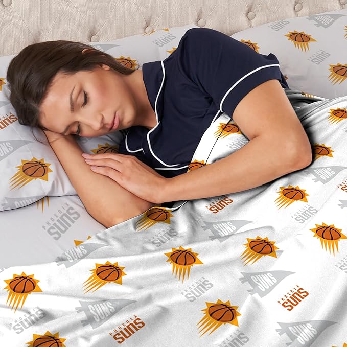 Northwest Officially Licensed Phoenix Suns NBA Twin Size Sheet Set – Soft Team Logo Bedding for Dorms, Bedrooms, Fan Caves & Game Day Style