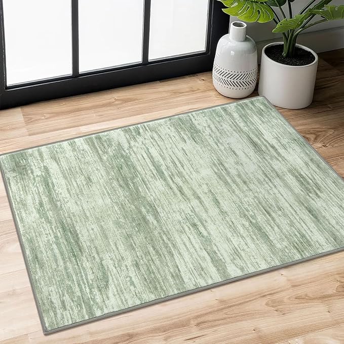 2x3 Modern Abstract Rug for Entryway, Lime Green Super Soft Small Area Rug, Washable Non-Slip Kitchen Rugs, Low-Pile Mat for Bedside, Indoor Door Mat