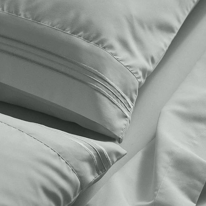 Mellanni King Sheet Set - 6-Piece Iconic Collection Bedding, (Including 4 Pillowcases), 21-Inch Extra Deep Pocket, Easy Care, Ultra Soft, Cooling Sheets, Brushed Microfiber - Spa Mint