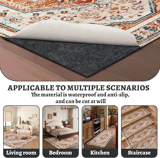 100% Waterproof Rug pad, 2x10 ft Area Rug Non-Slip Rug Pads, Carpet Pads for All Floors and finishes, Felt pad for Hardwood Floors, Keep Carpets in Place Soft and Secure
