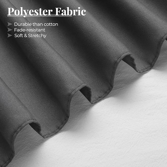 RIMELA Dark Grey Bed Skirt for Queen Size Beds & Matresses Wrap Around Elastic Dust Ruffles for Box Spring, Solid Wrinkle and Fade Resistant Machine Wash Fabric Easy to Install, Bedskirt 15 Inch Drop