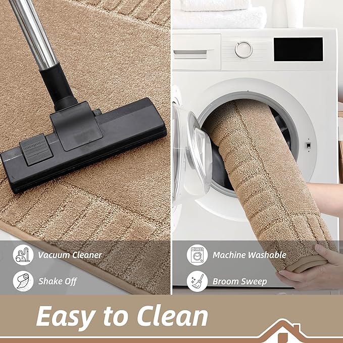 BEQHAUSE Door-Mat-Non-Slip Front Door Mat Washable Low-Profile Entrance Rugs for Front Door Entry Dirt Trapper Door Mats Absorbent Welcome Mats,20"x32",Taupe