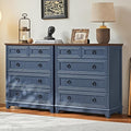 Farmhouse 5 Drawer Dresser for Bedroom Set of 2, 33.2" Tall Small Dressers & Chest of Drawers, Rustic Wood Dresser with Metal Handle, Storage Organizer Closet for Living Room, Hallway,Entryway