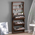Shoe Cabinet with 3 Flip Drawers & Coat Rack, Narrow Hidden Shoe Storage Cabinet, 2-in-1 Hall Tree Slim Freestanding Shoe Rack Organizer for Entryway, Hallway, and Living Room