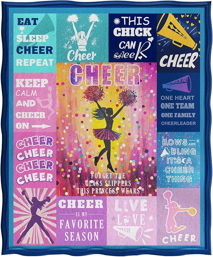 Jekeno Cheerleading Blanket Gifts for Women Men Kids Girls Boys Mom Wife Female Friends Birthday Christmas Halloween Presents Home Bedroom Living Room Decor Colorful Throw Blanket 50"x60"