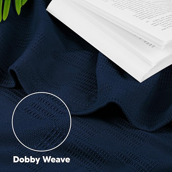 Utopia Bedding Navy 100% Cotton Blanket [Twin Size - 90x72 Inch] 350GSM Lightweight, Soft and Breathable Thermal Blanket for All Seasons