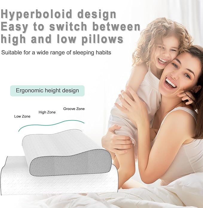Cervical Pillow for Neck Pain Relief, Memory Foam Pillow, Ergonomic Adjustable Contour Bed Pillow for Side, Back & Stomach Sleepers (2, 23.6 * 15.7inch)