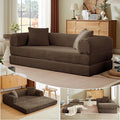 4-in-1 Convertible Folding Sleeper Sofa Bed, Fold Out Floor Sofa Couch with Fixed-Shape Frame, Cloud Corduroy Foldable Mattress Couch for Living Room Bedroom (78" Corduroy, Dark Brown)
