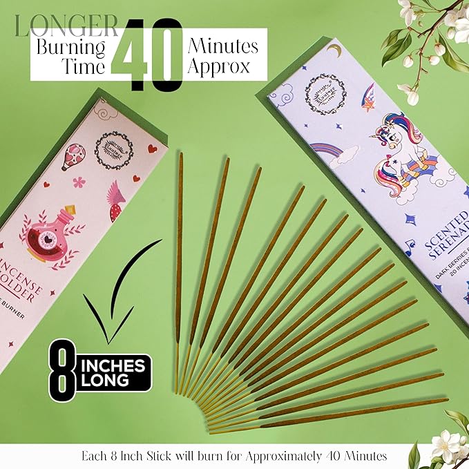 Raajsee Natural Incense Sticks with Insence Holder- Pack of 6 Organic Inscent -120 Insense Sticks, Non Toxic Clean Burning, Boho Gift Set, Sage,Apple Pumpkin,Coconut, Coffee,Rosemary Patchouli
