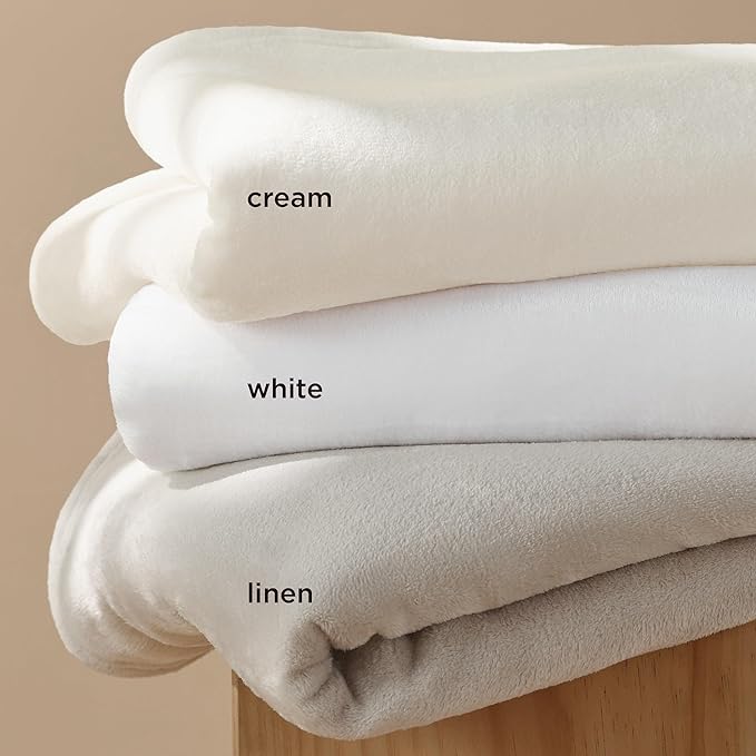 Bedsure GentleSoft Fleece Throw Blanket Linen - 300GSM Soft Lightweight Plush Cozy Blankets for Bed, Sofa, Couch, Travel, Camping, 50x60 inches