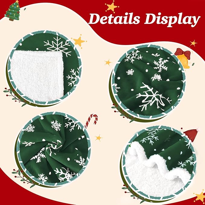 Touchat Christmas Throw Blanket, Sherpa Christmas Blankets, Fuzzy Fluffy Soft Cozy Blanket, Fleece Flannel Plush Microfiber Blanket for Couch Bed Sofa (60" X 80",Green Snowflake)