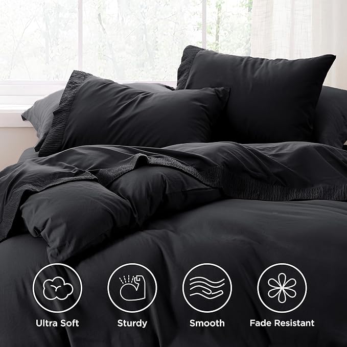 Bedsure Twin Sheets Set - 3 Pieces Soft Twin Bed Sheets - Breathable & Cooling - Hotel Luxury - Easy Care Polyester Microfiber Bedding for Women, Men, Black