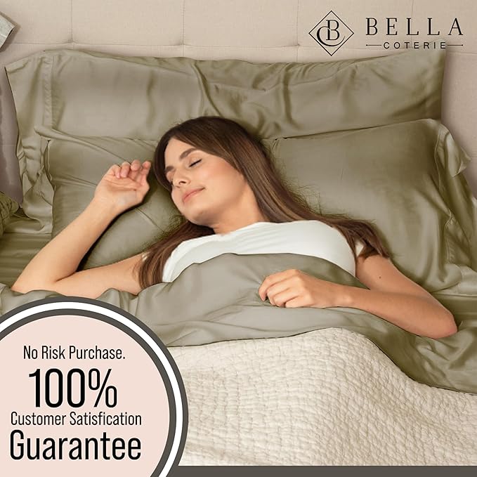 Bella Coterie 6 Piece Luxury Bamboo Viscose King Size Sheet Set | 100% Organically Grown | Cooling for Hot Sleepers | 18" Deep Pocket | Soft & Hypoallergenic | 4 Pillowcases [Olive]