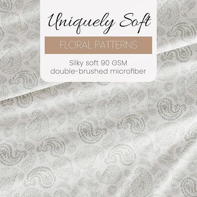 Linen Market 4 Piece Queen Sheet Set (Gray Floral) - Sleep Better Than Ever with These Ultra-Soft & Cooling Bed Sheets for Your Queen Size Bed - Deep Pocket Fits 16" Mattress