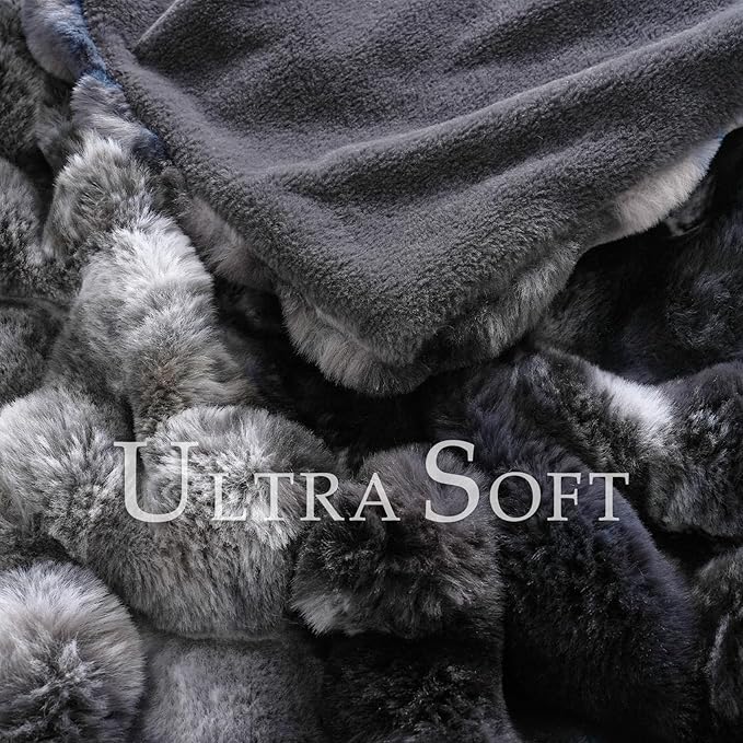 BENVWE Fluffy Faux Fur Throw Blanket for Couch, Soft Plush Thick Cozy Fuzzy Luxury Minky Bubble Blanket for Home Living Room Decor Gift for Women, Tie-dye Grey, 50" x 60", 1100GSM