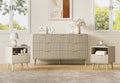LYNSOM Fluted Dresser and Nightstand Sets 3 Piece, 7-Drawers Dresser and 1-Drawer Nightstands Set of 2, Wood Bedroom Furniture Set for Home, Bedroom, Hallway, Beige