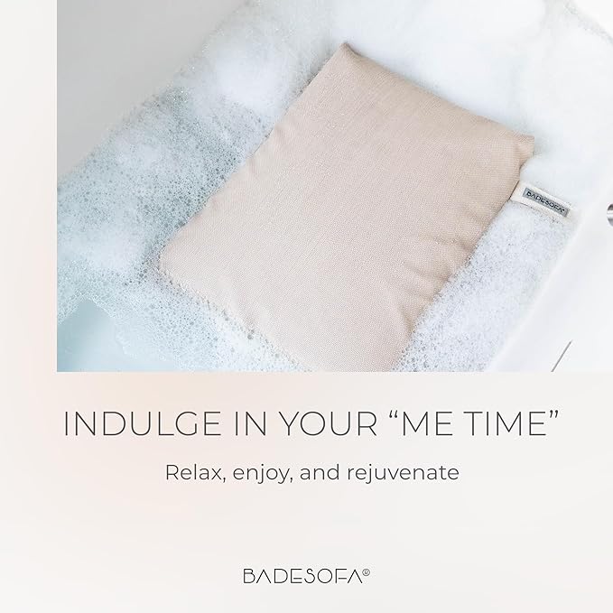 BADESOFA® Luxury Seat Cushion for Bath | Premium-Quality Materials | Comfortable & Quick-Drying | Washable Bath Pillow in Beige | Home Spa | Suitable for Bathtub, Steam Sauna & Hot Tub