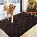 hicorfe Front Door Mat Outside Entrance,24"x35" Absorbent Muddy Dirt Resist Welcome Door Mats Outdoor Indoor,Stain and Fade Resistant,Non Slip Backing Entry Mat Doormat for Entryway (Coffee)