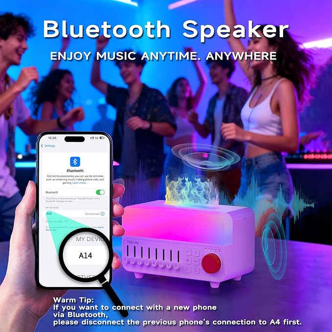 2026 4-in-1 Aroma Essential Oil Diffuser with Bluetooth Speaker Function, Humidifier, 12 Colors Night Light with 8 Nature Sounds, White Noise & Timer for Bedroom, Baby, Adults, and Kids (White)