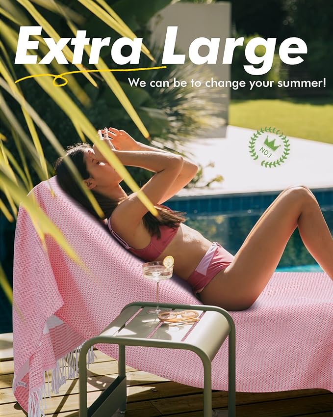 Genovega 2 Packs Oversized Turkish Beach Towels 74"x38" Thin Quick Dry Sand Free Pool Swim Bathing Towel Extra Large Blanket Adult Travel Essentials Accessories Summer Vacation Blue LightGreen Dot