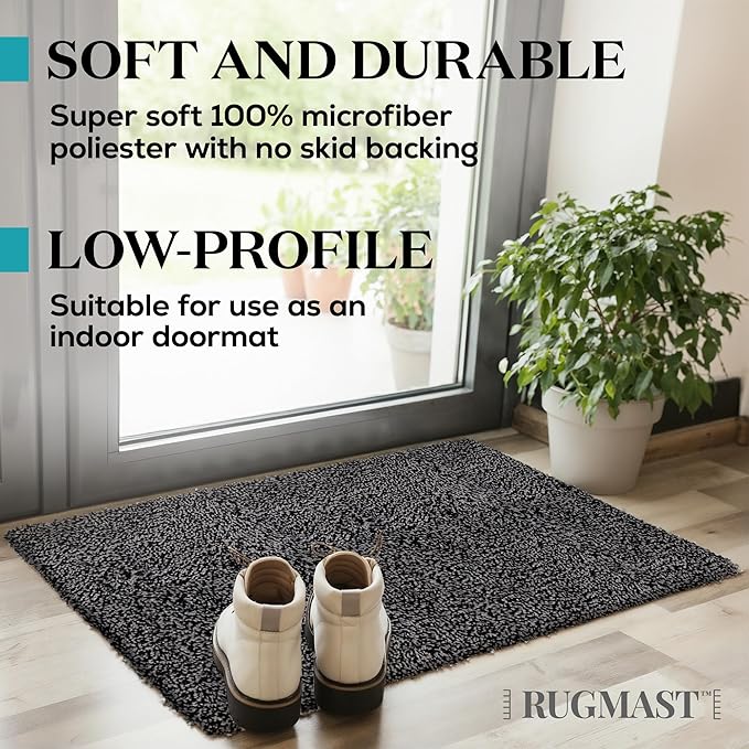 Premium Microfiber Indoor Door Mat – 32"x48" Washable Entry Mat, Non-Slip, Waterproof Backing, Super Absorbent, Low Profile Entryway Doormat for Indoor Entrance