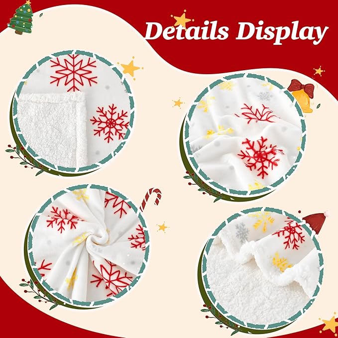 Touchat Christmas Throw Blanket, Fuzzy Fluffy Soft Cozy Blanket, Fleece Flannel Plush Microfiber Blanket for Couch Bed Sofa (50" X 60",White Snowflake)