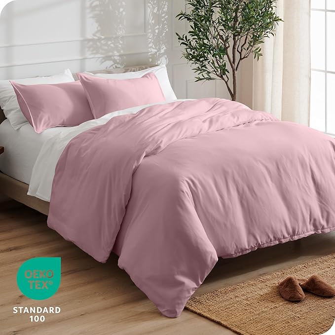 Bare Home Bedding Duvet Cover Queen Size - Premium 1800 Super Soft Collection - Lightweight, Cooling - Soft Breathable Bedding Duvet Cover (Queen, Dusty Pink)