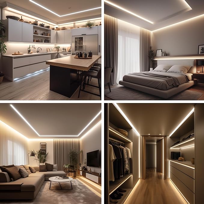 COB LED Strip Lights with Remote, 24V 9.84ft Natural White Dimmable LED Light Strips, High Bright 4000K LED Lights with Power Supply for Room, Kitchen, DIY Home Decoration