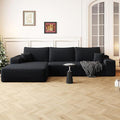 108" Sectional Couches for Living Room Modern Modular Sofa with L-Shape Couchs Upholstered Boneless Couch Deep Seat Sectional Couch with Chaise (Black, Left Facing Chaise+2Seaters)