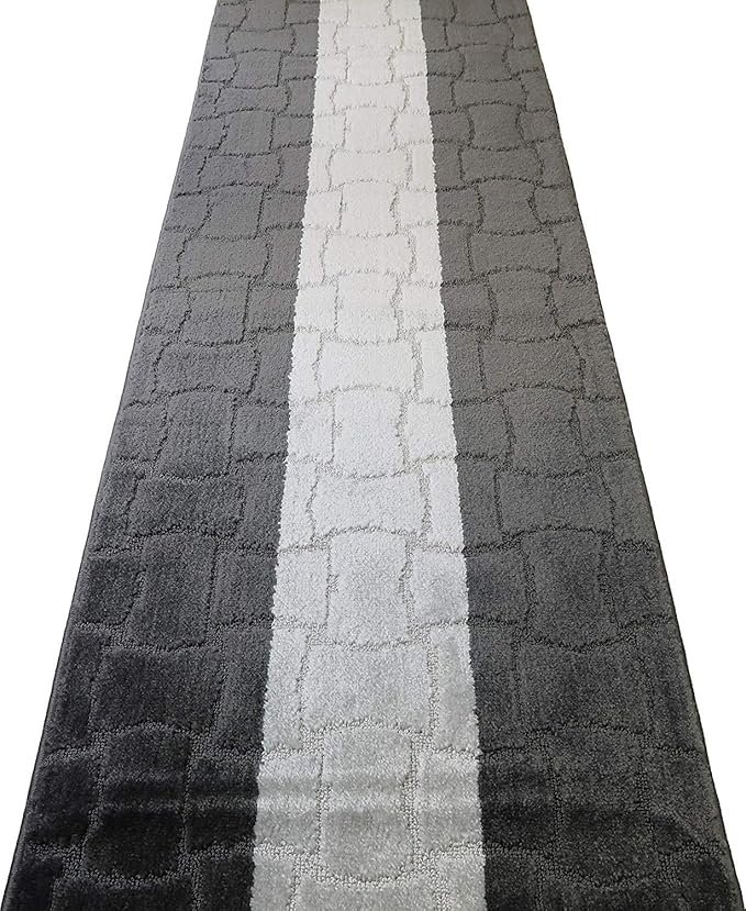 Custom Length Hallway Runner Rug,Slip Resistant,Puzzle Anthracite, 26 Inch X 29 feet, Sold and Priced Per Foot