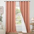 Terracotta 100% Linen Blackout Fall Curtains for Bedroom 95 Inch Long 52 Wide, Extra Long Thermal Insulated Light Blocking Curtains, Noise Refusing Window Drape Each 52x95 Inch 2 Panels