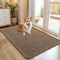 OLANLY Dog Door Mat for Muddy Paws 45x27, Absorbs Moisture and Dirt, Absorbent Non-Slip Washable Doormat, Quick Dry Chenille Mud Mat for Dogs, Entry Indoor Entryway Carpet for Inside Floor, Tan